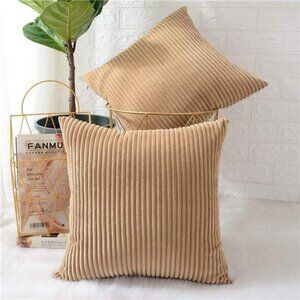 Pack of 2, Corduroy Soft Decorative Square Throw Pillow Cover Cushion Covers